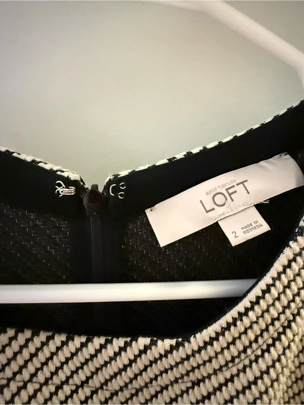 LOFT Black and White Striped Sleeveless Fit-and-Flare Dress